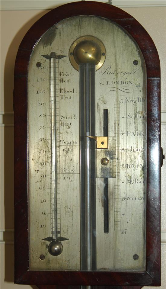 Rubergalli of London. A Regency mahogany stick barometer 3ft.